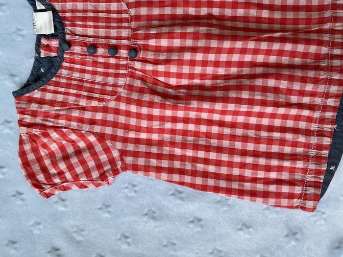 tunique manches courtes vichy rouge et blanc 3 ans cadet rousselle - photo numéro 4