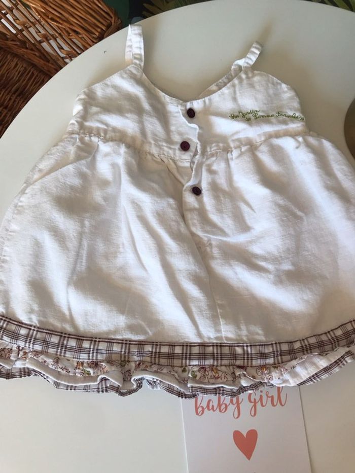 Robe lin blanc pomme framboise 3 mois - photo numéro 4