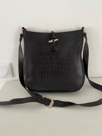 Sac longchamp vintage croco embossé