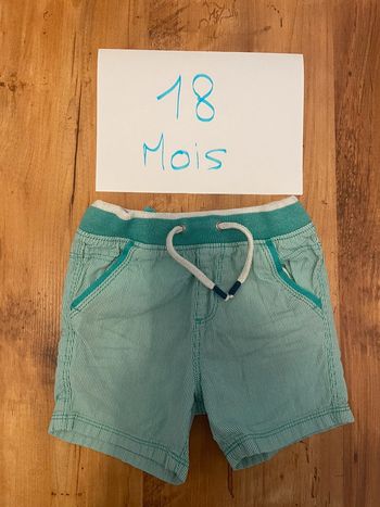 Short bleu vert taille 18 mois