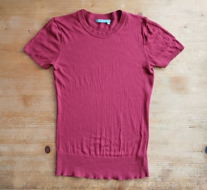 Pull bordeaux en maille - Taille L - TBE - photo numéro 3