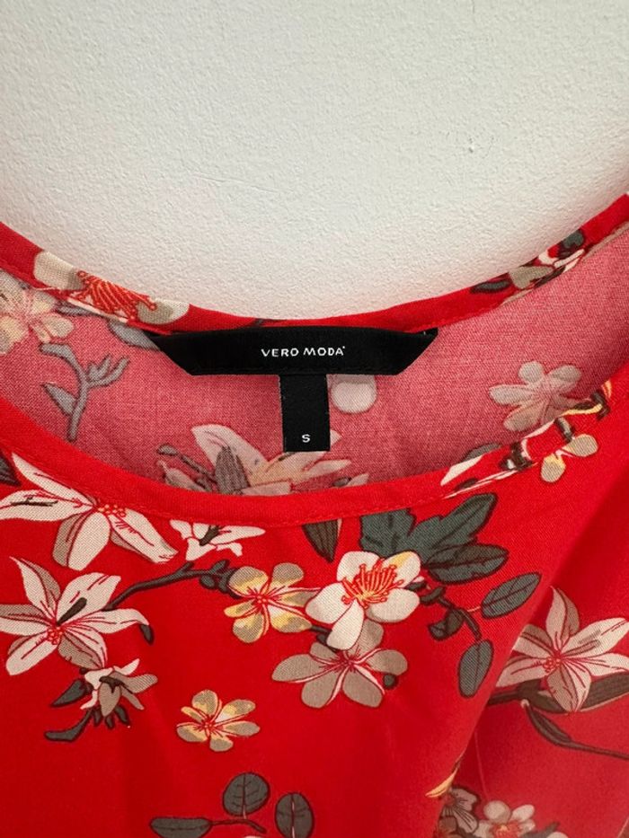 Sublime Combi, short, Véro Moda, à fleurs rouge, taille S - photo numéro 3