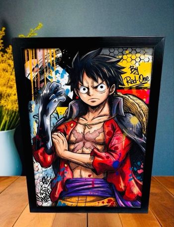 Cadre luffy one piece street art 