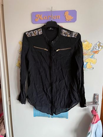 Blouse noire à manches longues, taille 36, marque One Step.