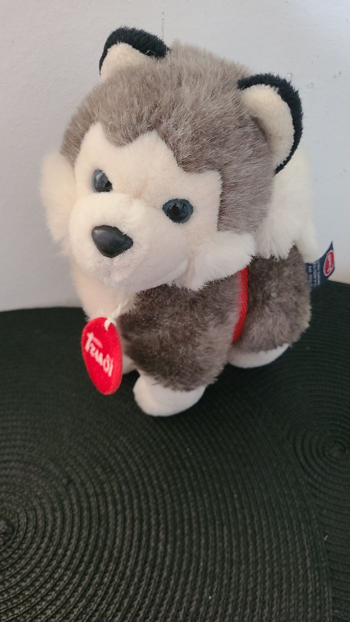 Trudi Spa Peluche husky gris et blanc