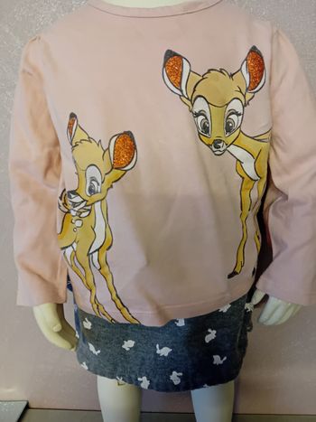 Hait Disney Bambi et jupe grise Kiabi 18 mois