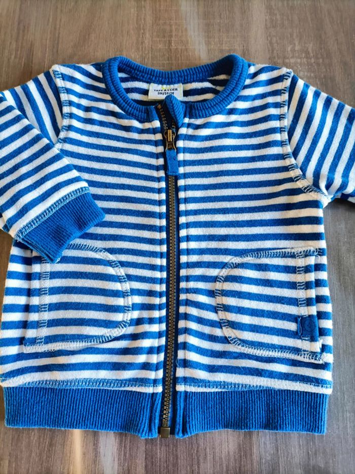 Gilet zippé rayé TAO 3 mois - photo numéro 2