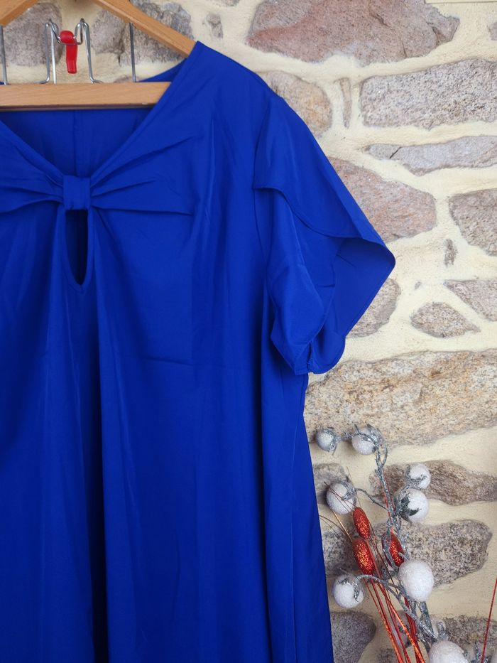 Robe nœud torsadé bleu indigo Femme taille 54 marque Asos 💎 - photo numéro 2