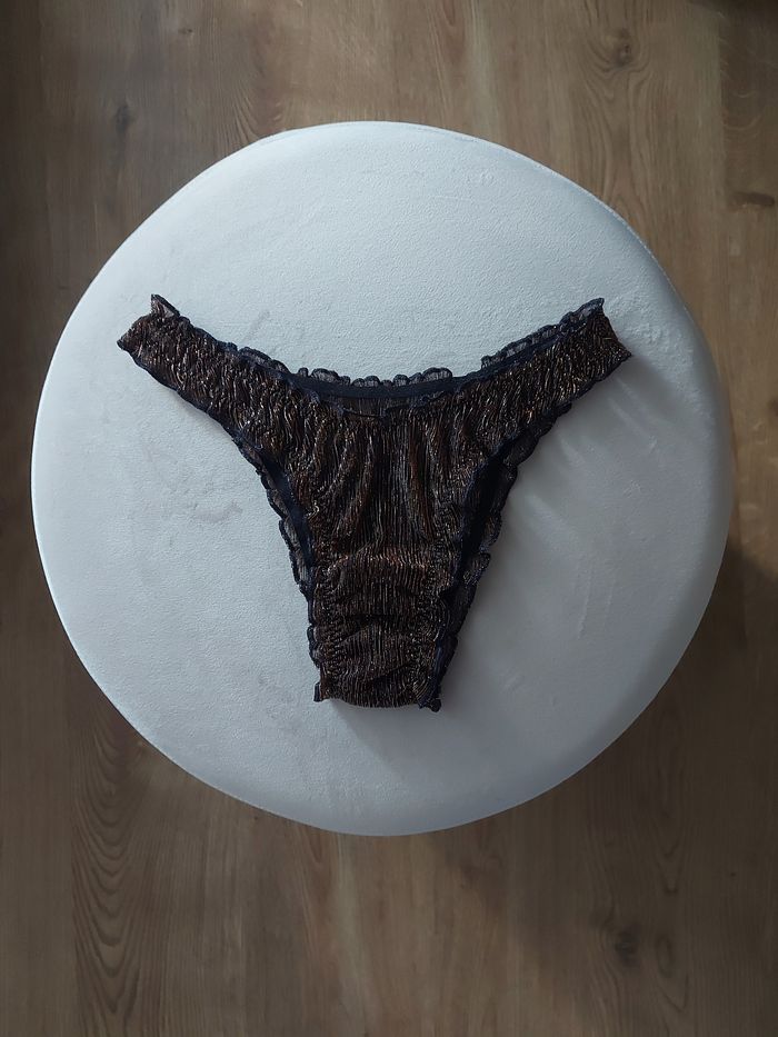 Tanga brésilien satiné - Noir/Cuivre/Argenté - Etam - photo numéro 2