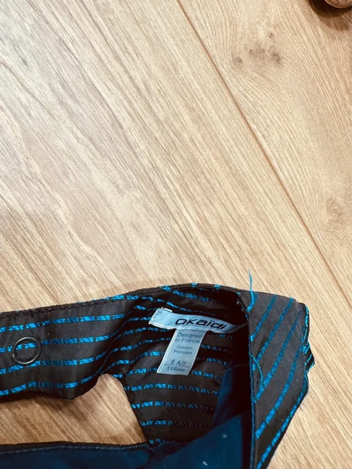 Taille 6 ans robe fête fille Okaidi noire bleue * rayures brillantes * 🎄 - photo numéro 4