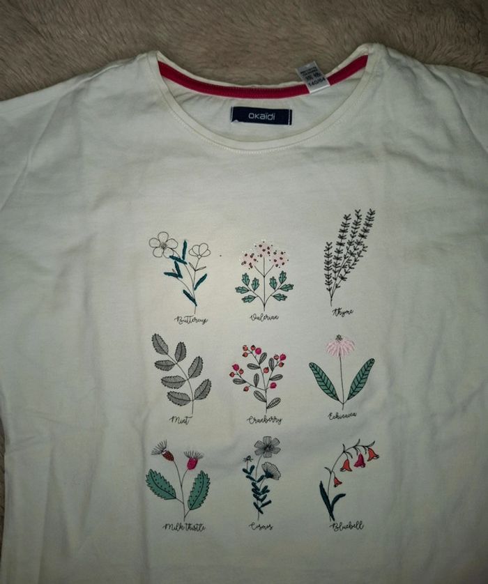 T shirt blanc feuille 10 ans okaidi - photo numéro 3