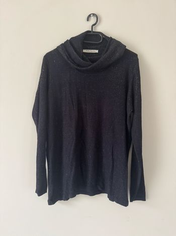 👚 pull à col roulé - paillette bleu foncé - femme - taille unique très bon état