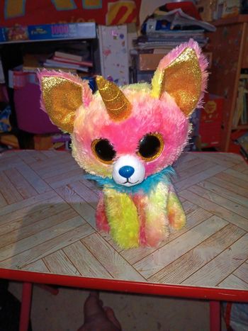 Peluche ty chien licorne multicolore Yips 30cm env