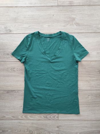 Tee-shirt manches courtes col en V Kiabi vert XS 34 
