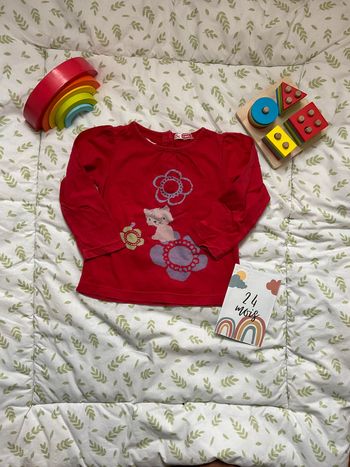 teeshirt manches longues rouge 23 mois du pareil au même