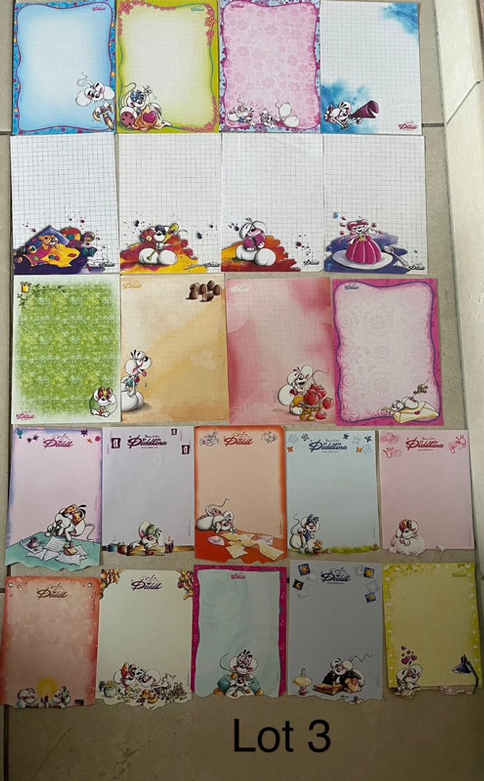 Lot de 53 feuilles Diddl - tous formats - blanches et couleurs - photo numéro 2