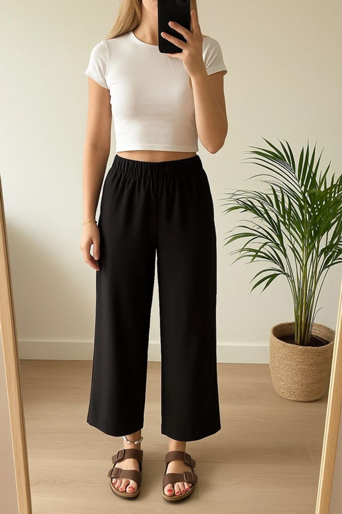 Pantalon fluide à jambes larges noir H&M – taille 34