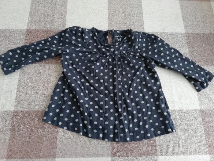 Tee shirt gris à pois manches longues 12 mois boutchou
