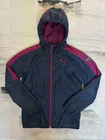 Veste d’extérieur Streetwear Puma unisexe taille S bleu marine et bande rose/violette