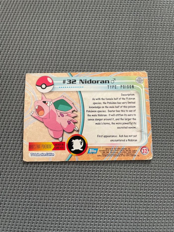Carte Pokémon Topps 32 Nidoran - photo numéro 2