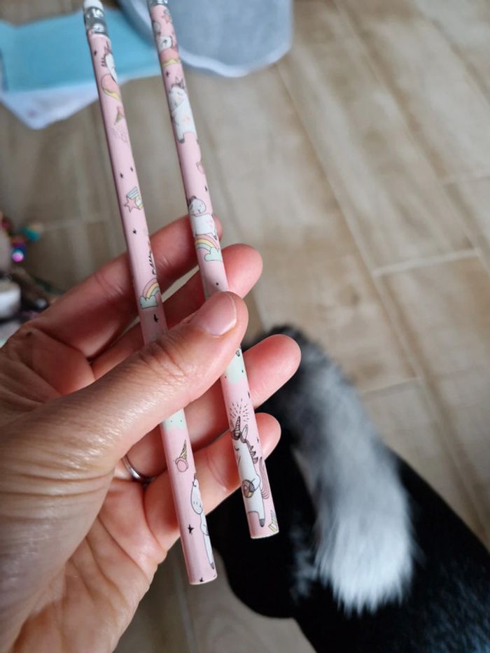 Lot de deux crayons de bois licorne - photo numéro 4