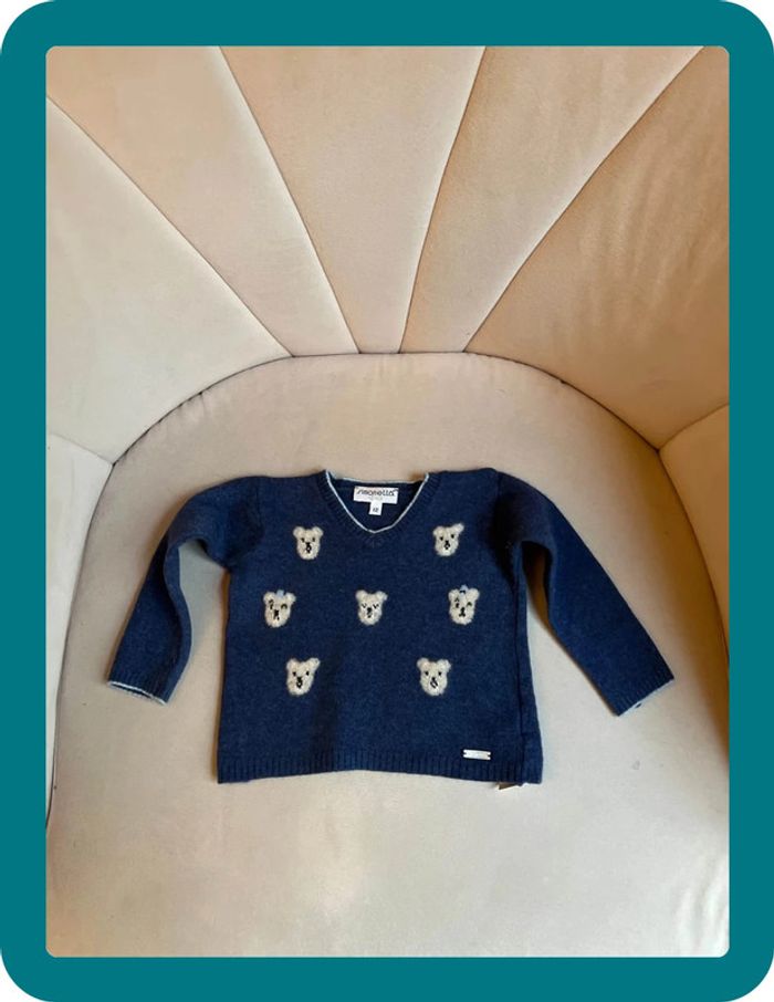 Pull oursons laine et cachemire - 12 mois - photo numéro 2