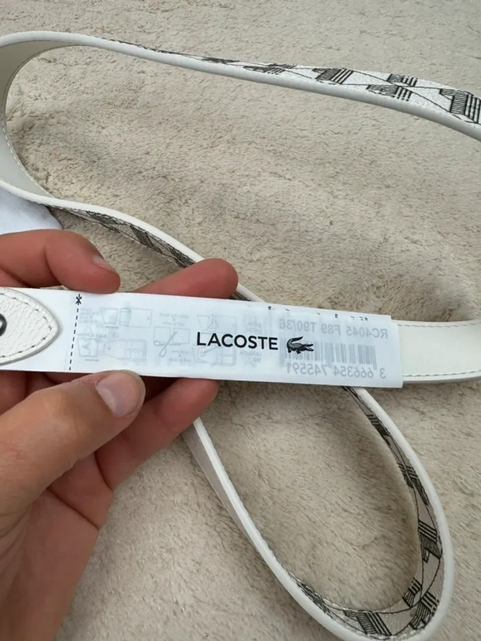 Ceinture Lacoste Monogramme Blanche Neuve - photo numéro 5
