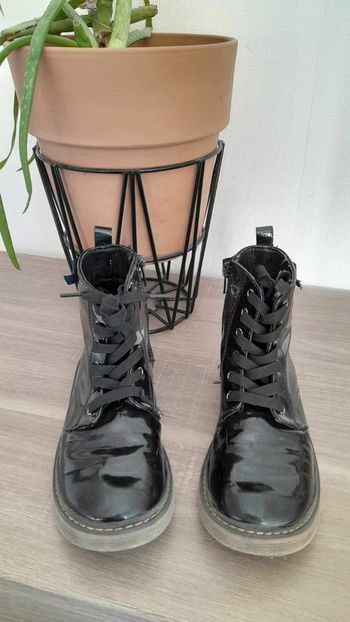 Boots bottines noires vernis pailletés Besson 35