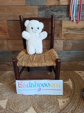 Peluche ours blanc hochet boulgom vintage tbe