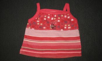 DÉBARDEUR RAYE ROUGE BÉBÉ FILLE "CLOPY CLOPA" - 6 MOIS - n°01