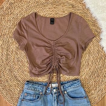 Top court marron été / printemps - Taille 34 XS 