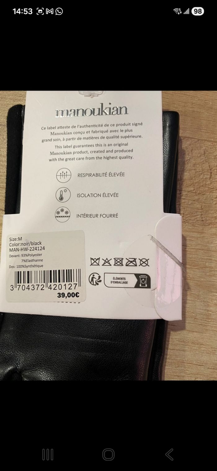 Gants tactiles neufs Manoukian - photo numéro 4