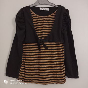 Top à rayures noir doré 4ans