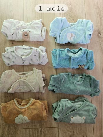 Lot de 8 pyjamas chaud velours - 1 mois