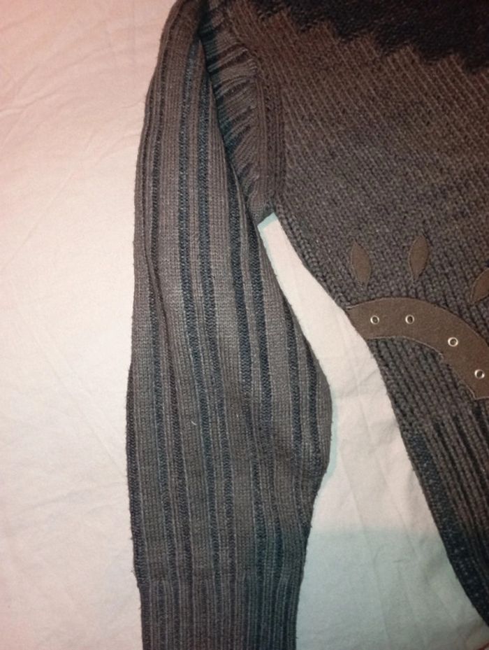 Pull laine col roulé marron foncé - photo numéro 3