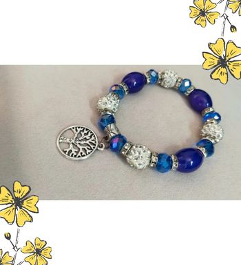 Bracelet violet & bleu – Breloque Arbre de vie – Collection Reflets de Lavande