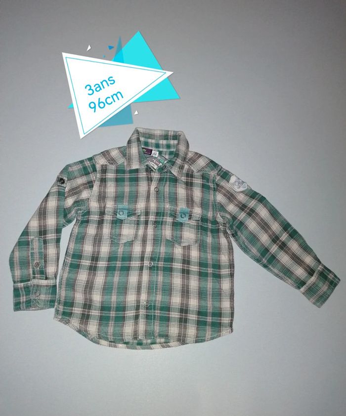Chemise kaki vert beige 3ans-96cm