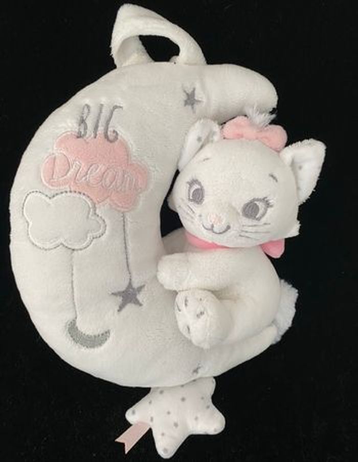 B5892❤️Peluche doudou Chat marie Musical blanc rose Disney