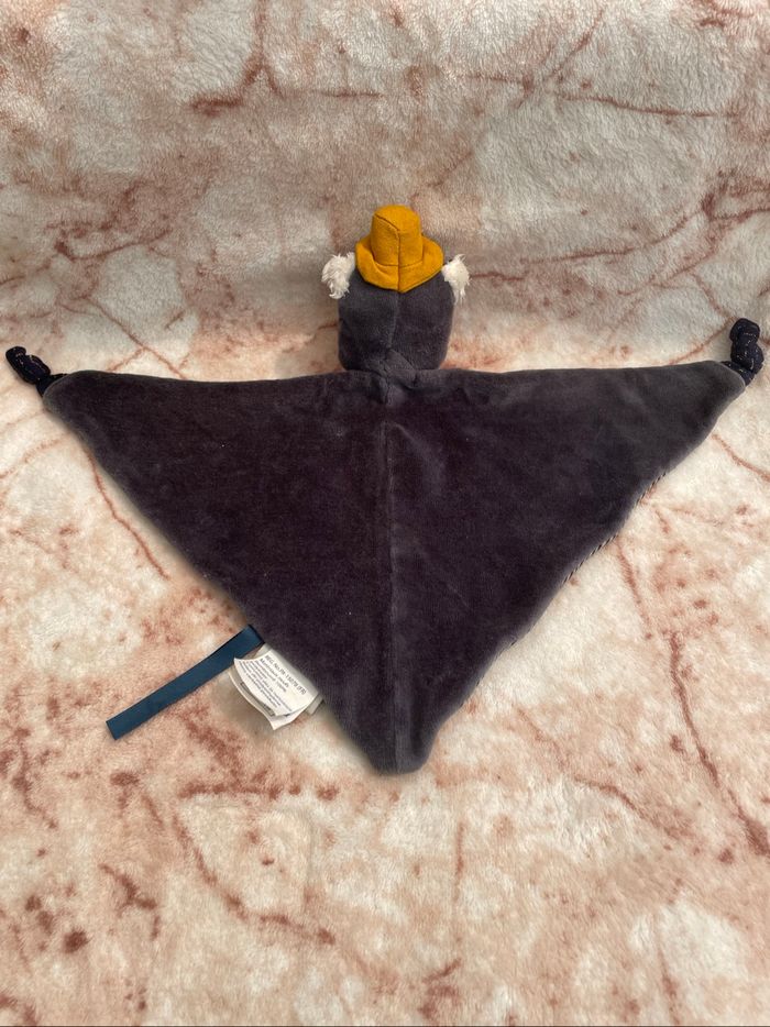 Doudou plat losange Chat Alphonse noir rayé chapeau jaune Les Moustaches Moulin Roty - photo numéro 2