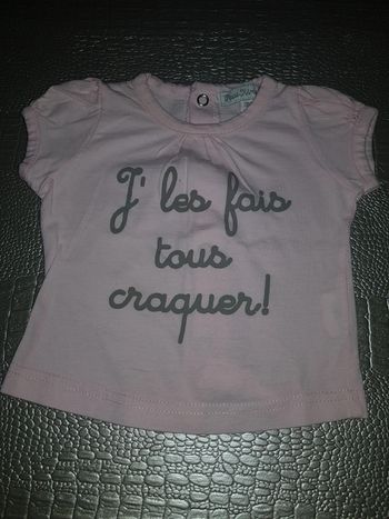 T-shirt MC rose clair 3 mois Lahalle