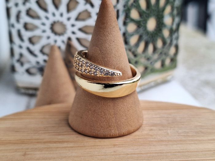 Bague ouverte avec strass design Griffe en Acier Inoxydable Bague de fiançailles pour femmes - photo numéro 4
