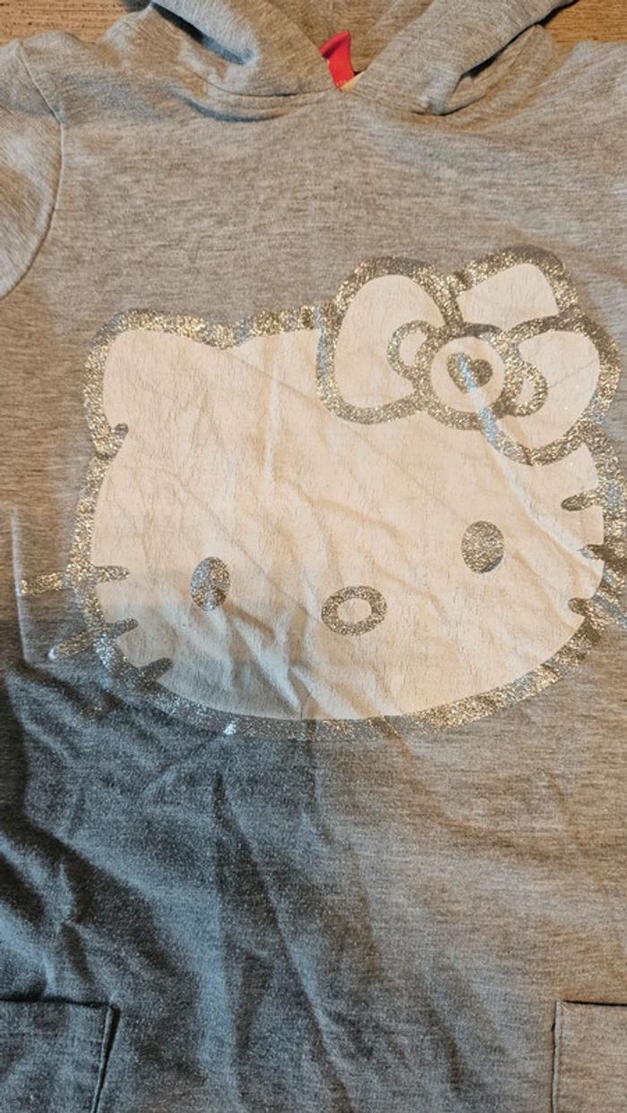Robe d été gris clair à capuche et manches courtes, Hello Kitty, 5/6 ans - photo numéro 4