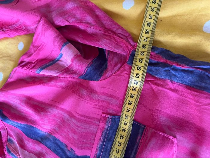 Tunique blouse chemisier rose violet en viscose vintage - été manches 3/4 - taille 40 - photo numéro 7