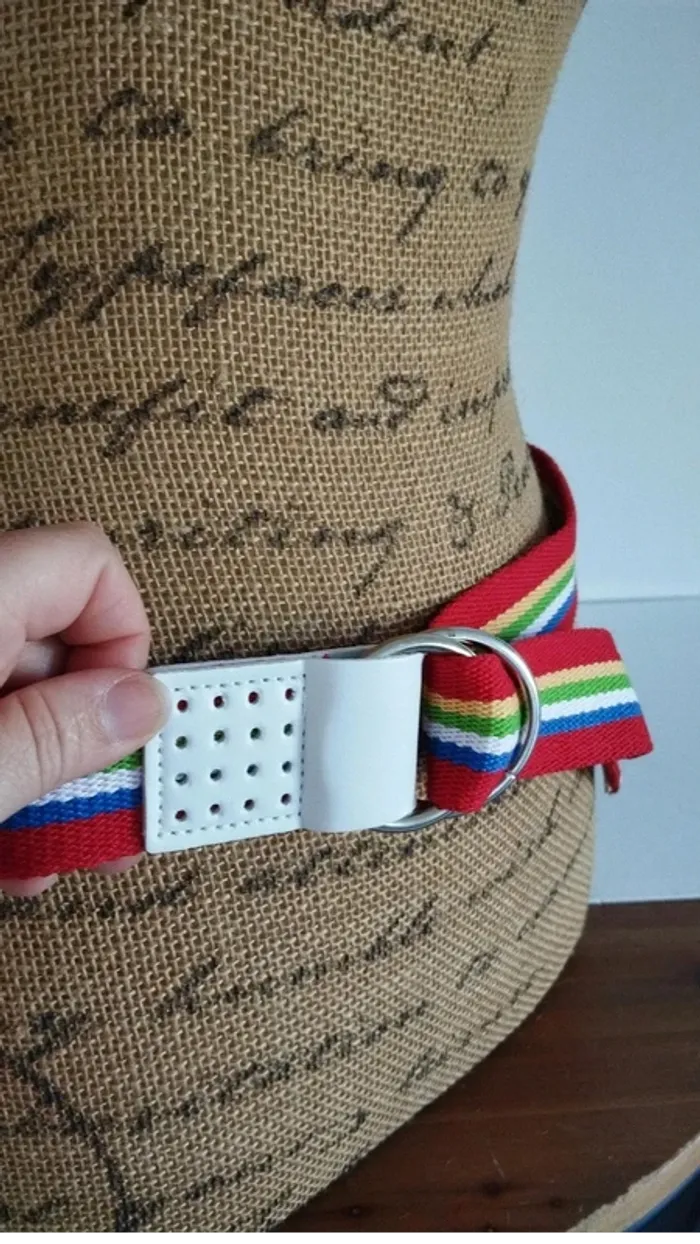 Ceinture bandes rouge bleu blanc vert jaune mixte - photo numéro 7