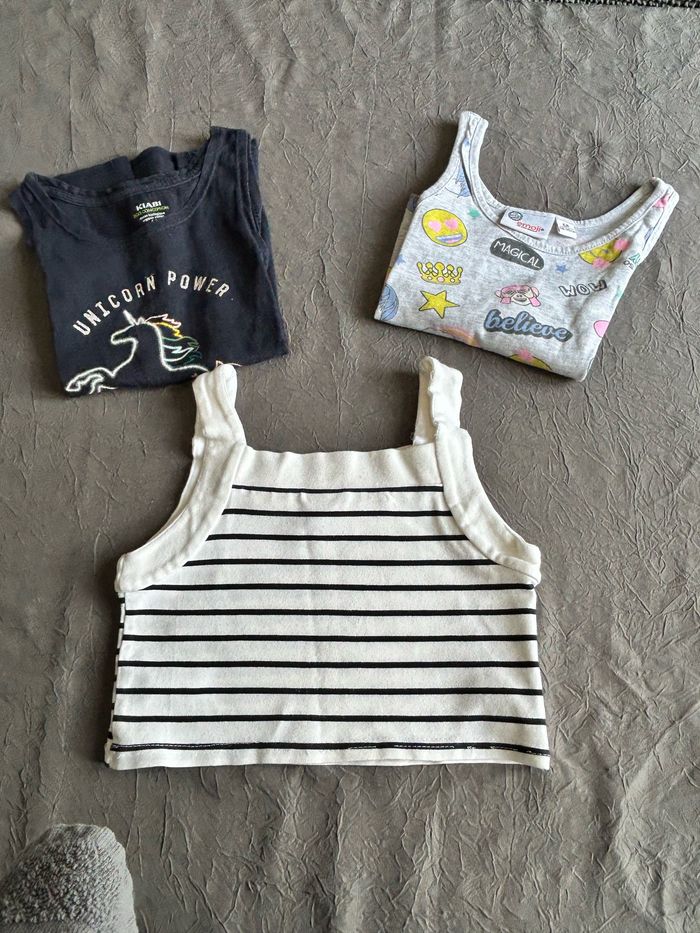 Lot de 3 t-shirts/débardeurs été fille 6 ans