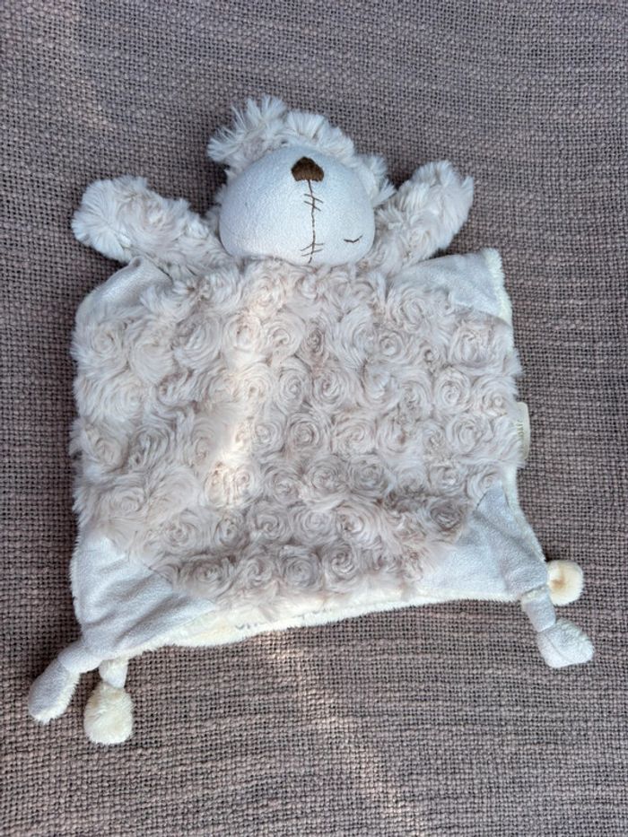 Grand doudou ourson en bouclette beige