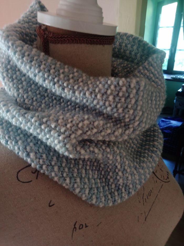 Snood bleu et blanc