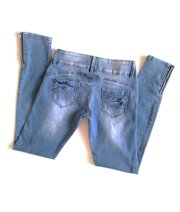 Jean taille basse bleu clair effet délavé - One by Gémo - photo numéro 4