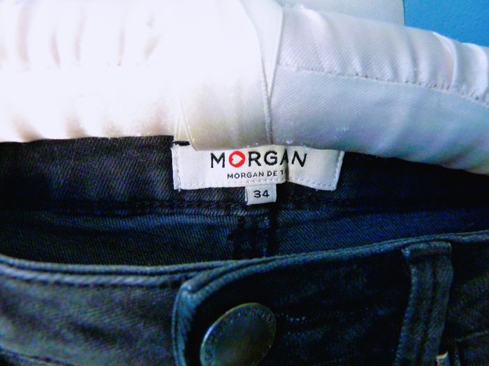 Short jean Femme Morgan XS ou 34 noir TBE taille haute - photo numéro 2