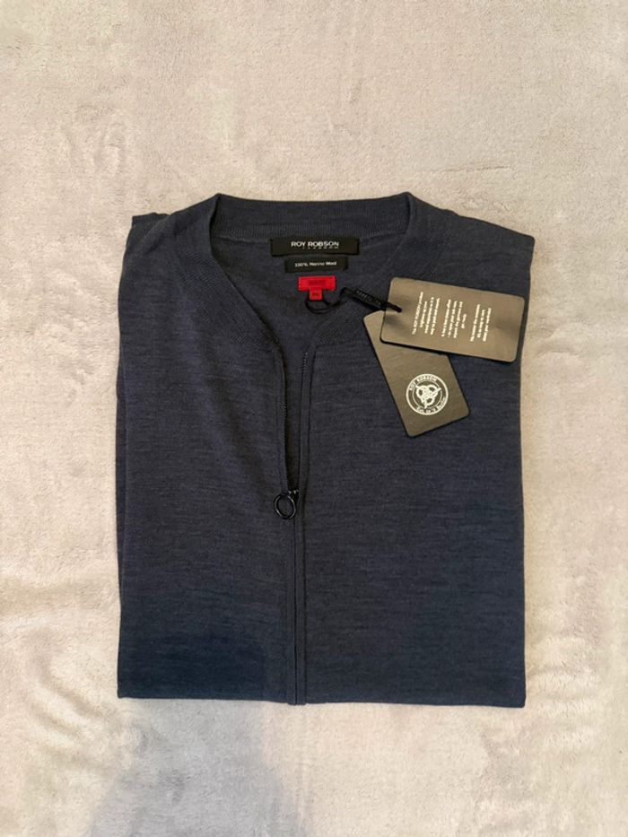 Roy Robson - Gilet à Zip en laine mérinos, Bleu Gris, taille 3XL